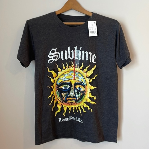 NWT Sublime Shirt SZ XS Short Sleeve Gray Soft Long Beach CA - Picture 2 of 7